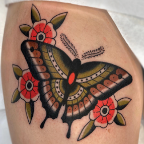 Traditional tattoo of a butterfly